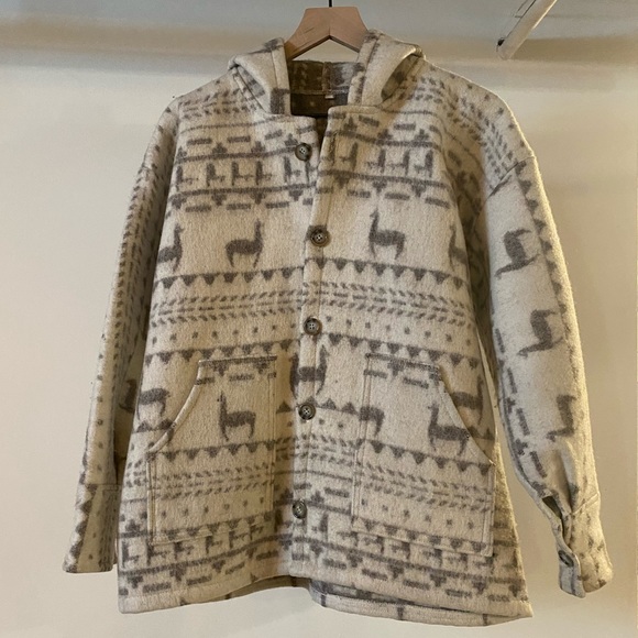 Vintage Jackets & Blazers - Vintage Alpaca Print Wool Coat with Pockets 🦙